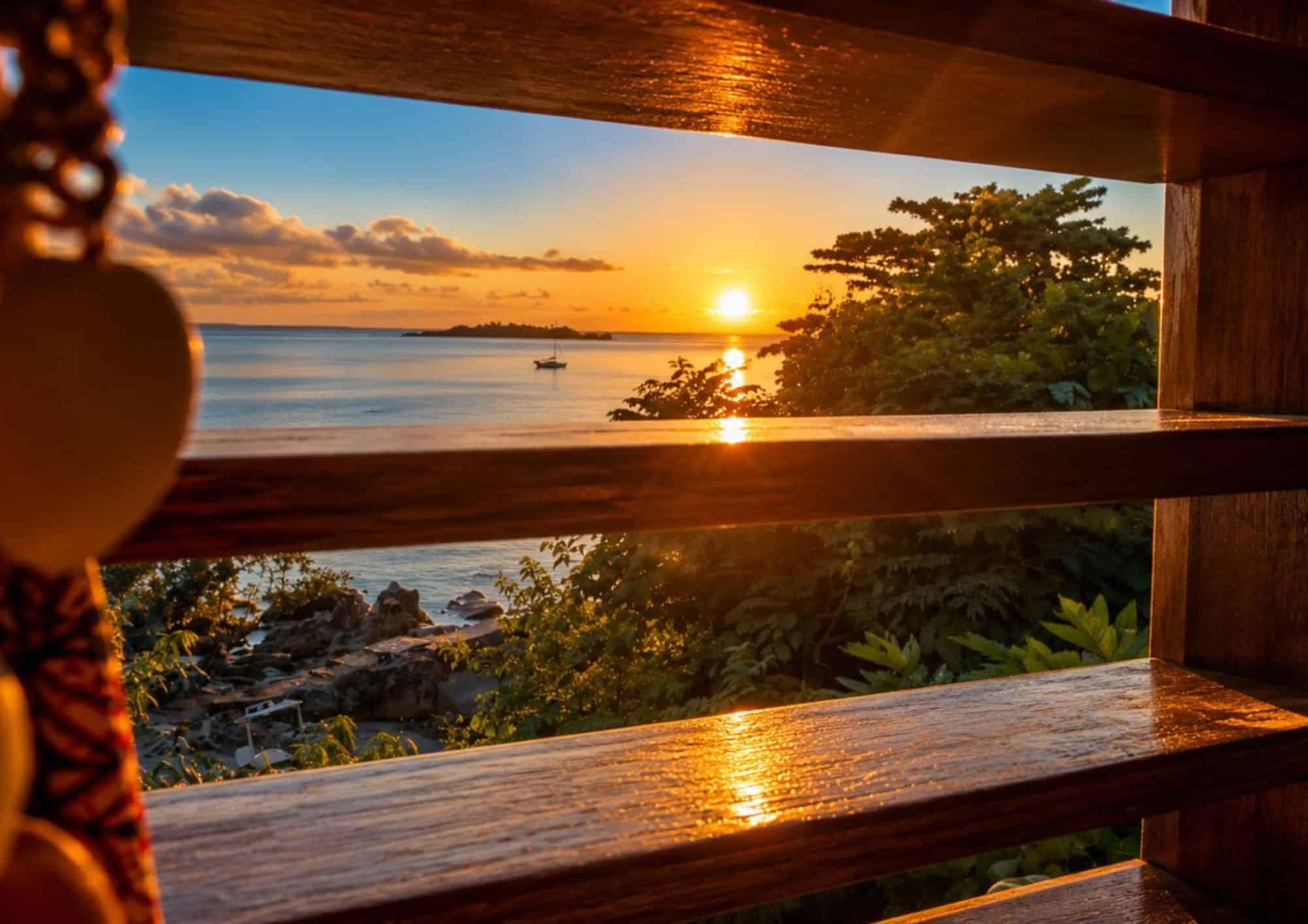 Island sunset view
